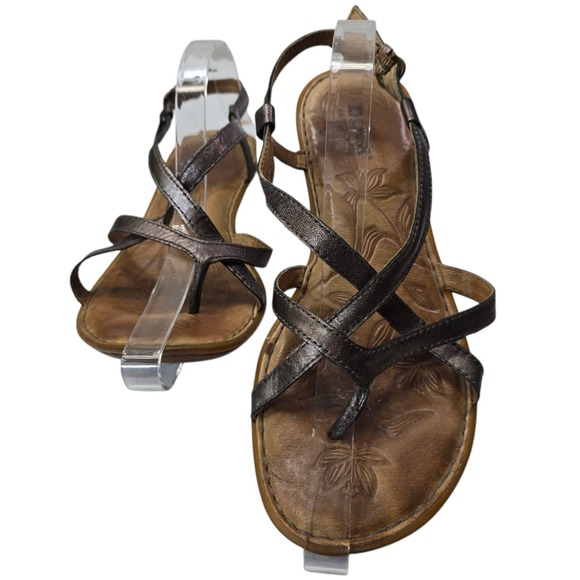 BOC Born Concept‎ Sandals Womens 8m Strappy Toe Flats Copper Brown - Picture 1 of 9